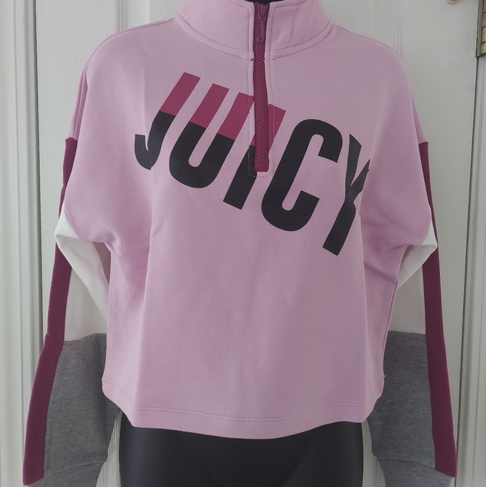 New Juicy Couture Size Small Pink Crew Sweatshirt with Logo